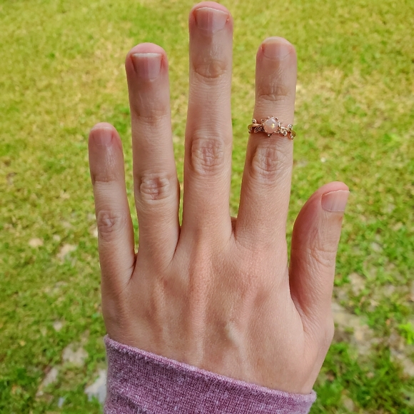 Flower Glitter Opal Gold Midi Ring Size 5.5 - Picture 6 of 9